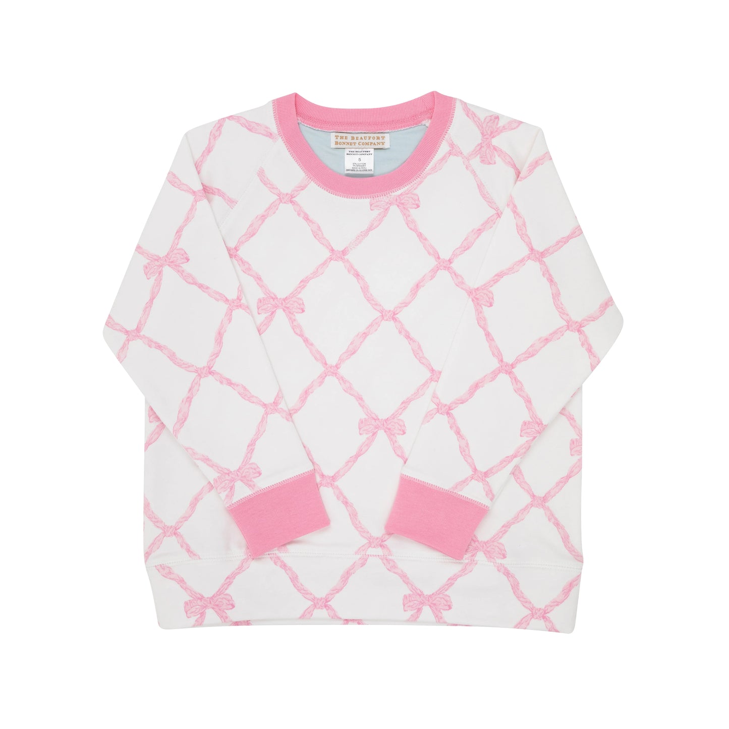 Cassidy Comfort Crewneck Girl - Belle Meade Bow with Hamptons Hot Pink