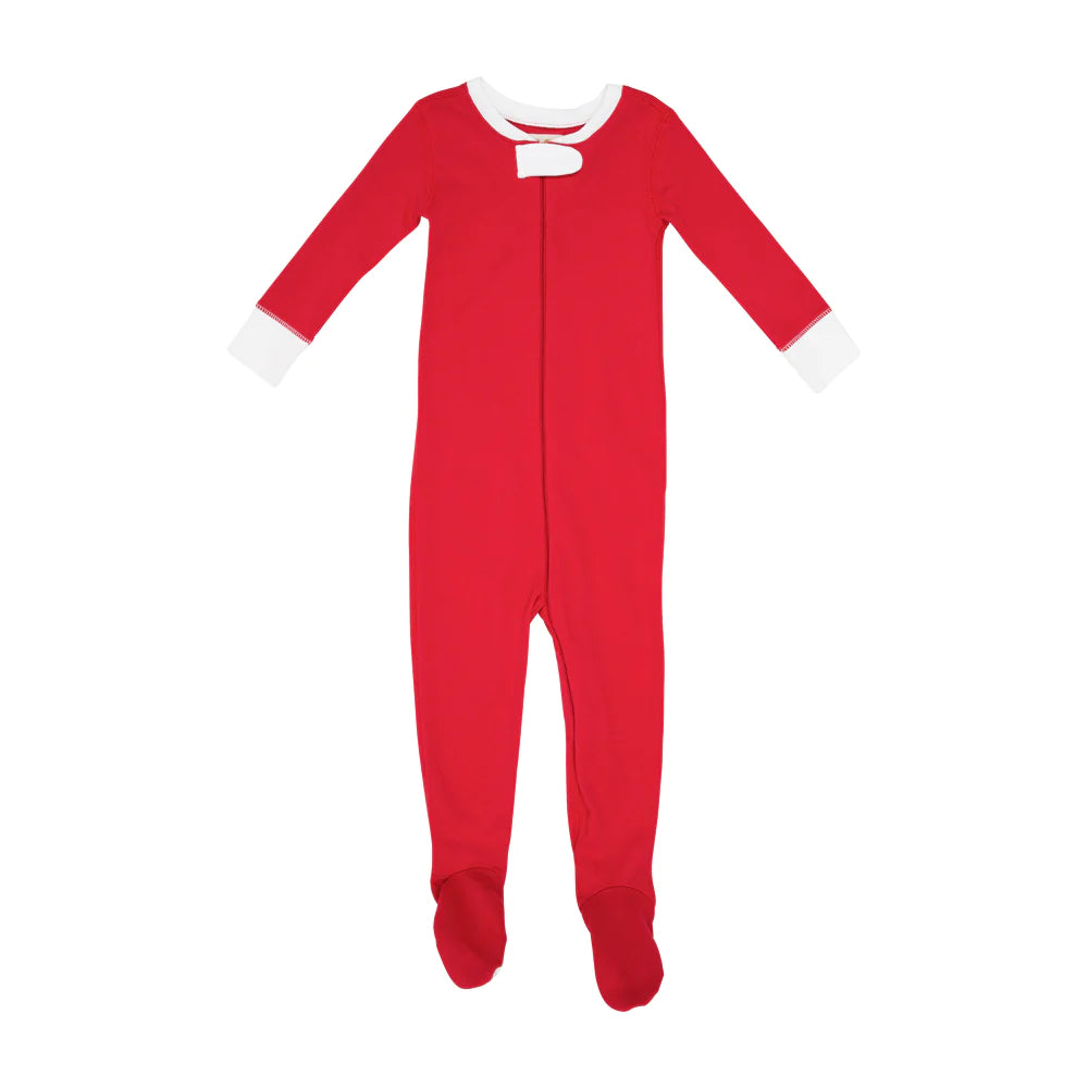 Knox's Night Night Footed Pajamas (Unisex) - Rudolph Red with Worth Avenue White