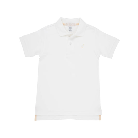 Prim and Proper Polo Short Sleeve - Worth Avenue White With Multicolor Stork