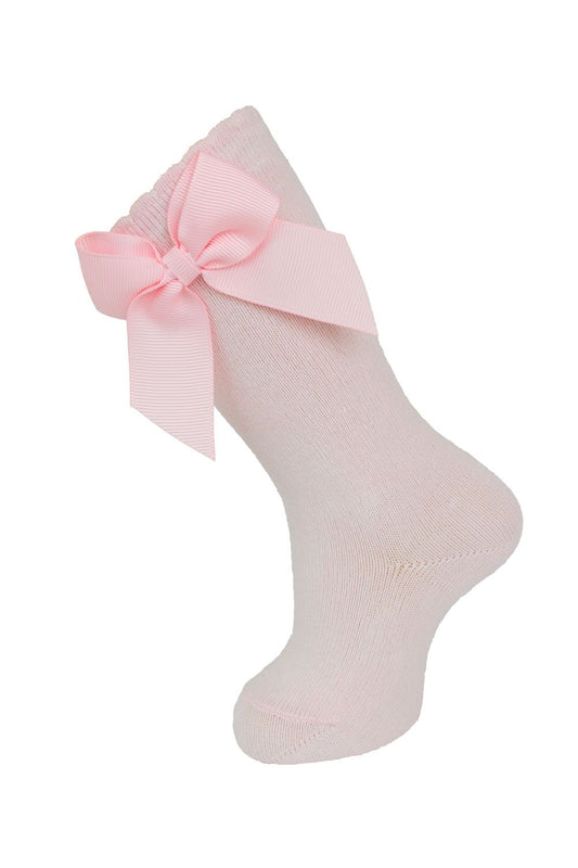 Carlomagno Knee Sock with Gross Grain Side Bow - Pink