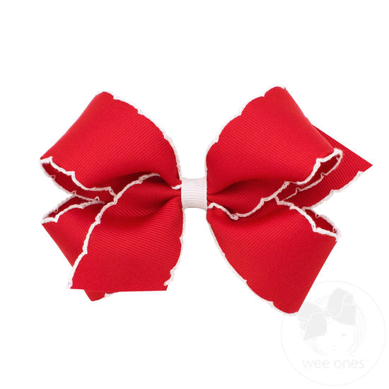 KING GROSGRAIN HAIR BOW WITH CONTRASTING MOONSTITCH EDGES AND WRAP