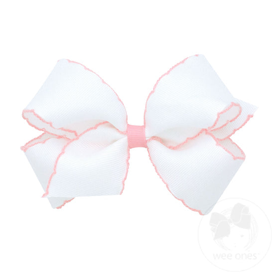 KING GROSGRAIN HAIR BOW WITH CONTRASTING MOONSTITCH EDGES AND WRAP