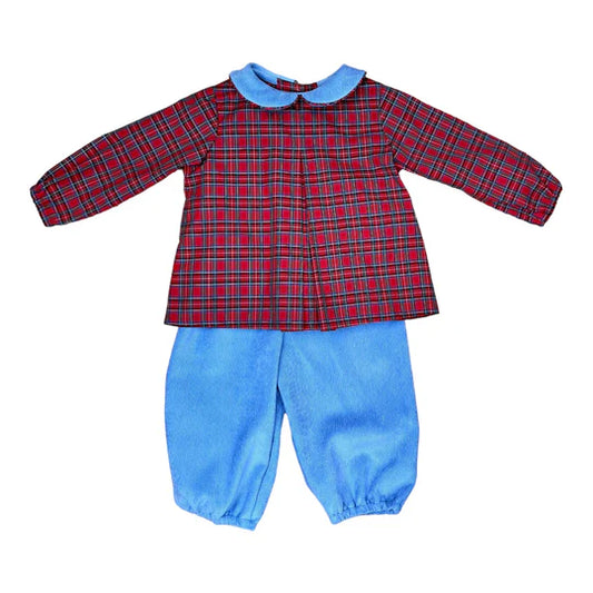 Diaper Boy Bloomer Pant Set - Blue & White Plaid