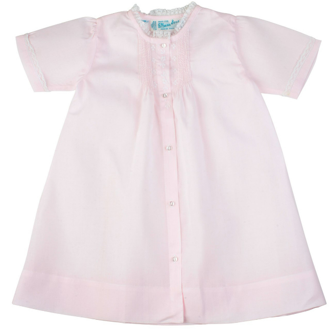 Girls Embroidered Folded Daygown - Pink