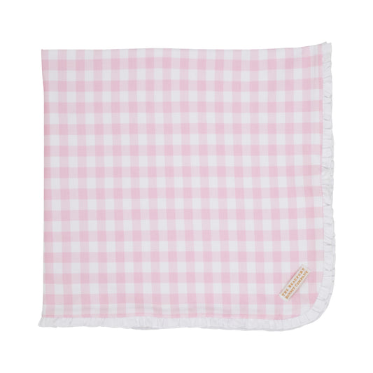 Baby Buggy Blanket Palm Beach Pink - Gingham with Worth Avenue White