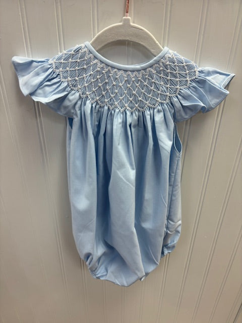Catherine Pearl Blue Smocked Bubble