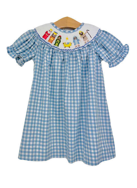 Banana Split Nativity Bishop Smocked Dress