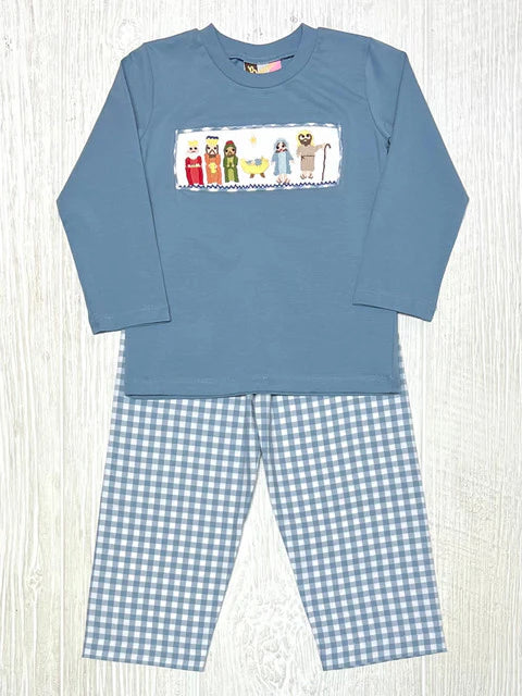 Banana Split Nativity Smocked Boys Pant Set