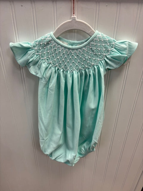Catherine Pearl Mint Smocked Bubble