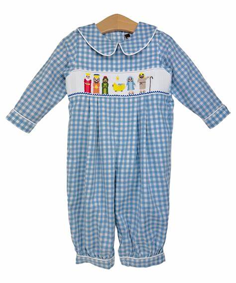 Banana Split Nativity Smocked Boy Bubble Longall