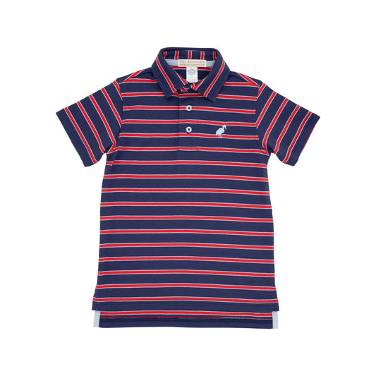 Prim and Proper Polo Short Sleeve -Nantucket Navy with Buckhead Blue Stork