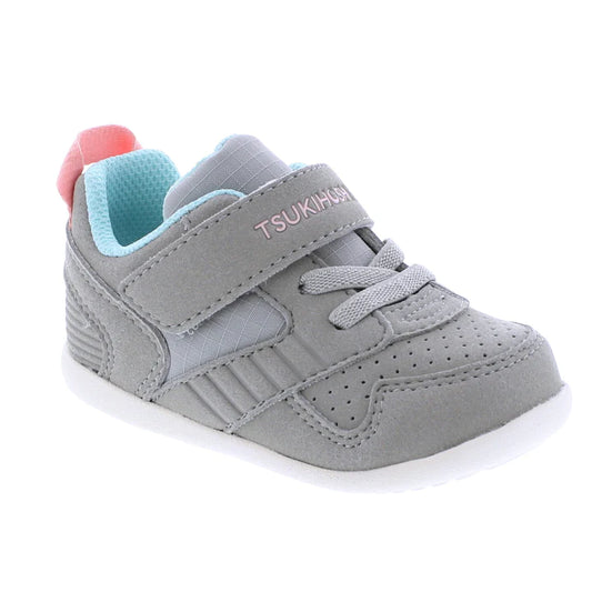 Tsukihoshi Shoes - Racer Gray and Pink  3.0 Infant to 6.5 Toddler