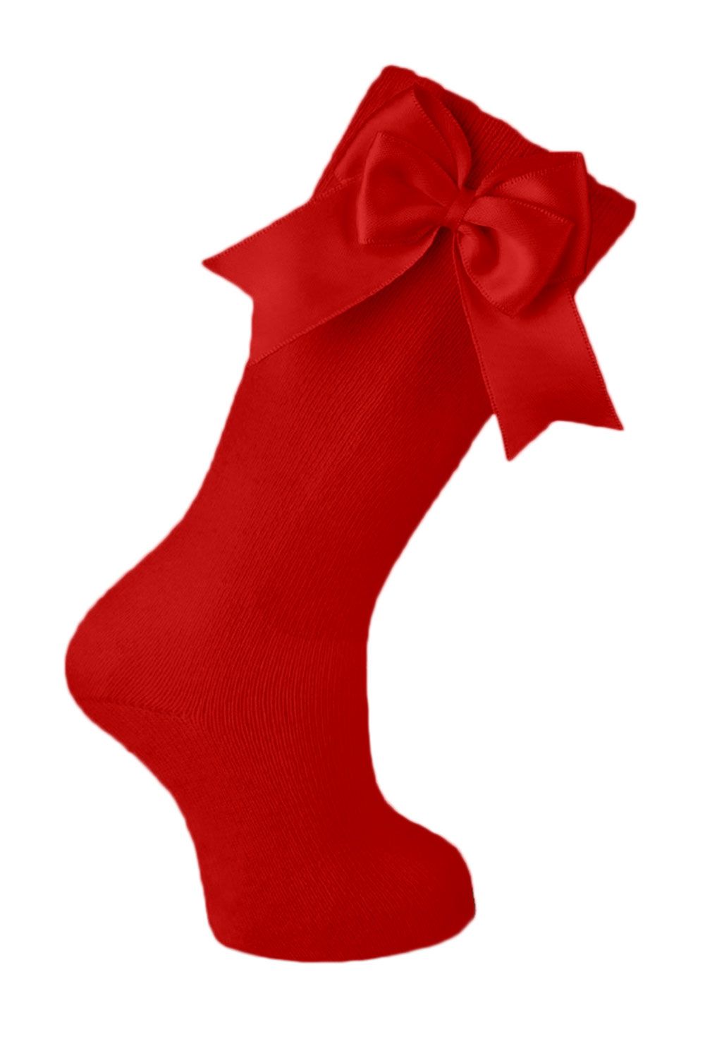 Carlomagno Cotton Knee Sock with Double Red Bow