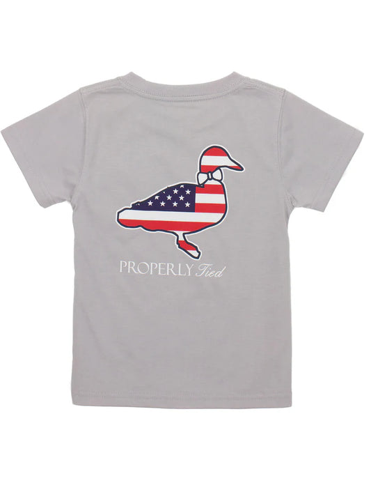 Boys Americana Logo SS Ice Grey