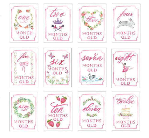 Pink Month by Month Baby Cards