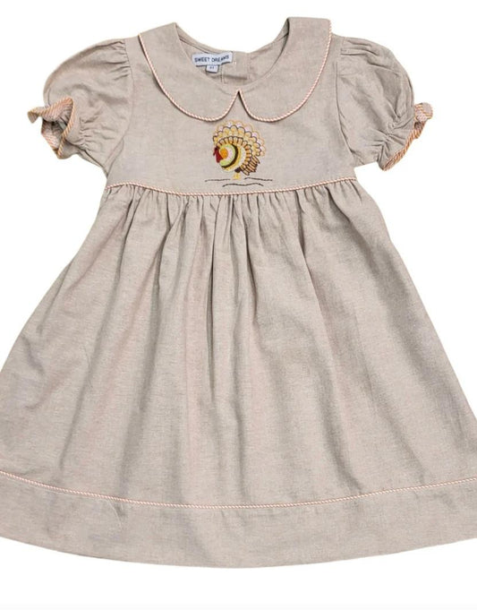 Sweet Dreams Girl's Embroidered Turkey Dress